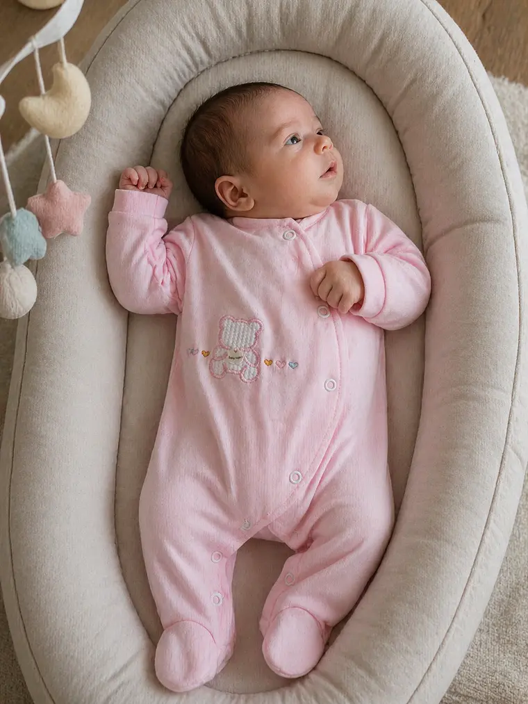 Babygrow de algodão com ursinho bordado 12
