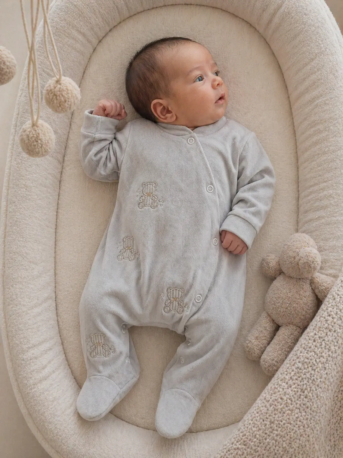 Babygrow de Algodão para Bebé com Ursinhos Bordados 6