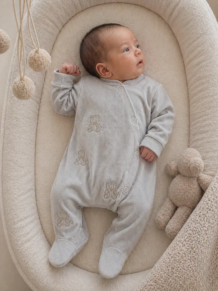 Babygrow de Algodão para Bebé com Ursinhos Bordados 6