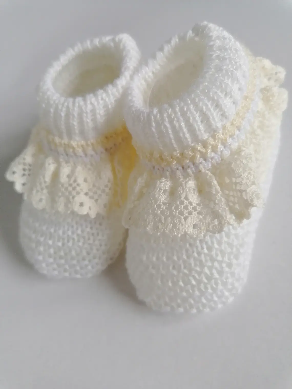 Carapins bebé em malha com renda | Botinhas recém-nascido 3