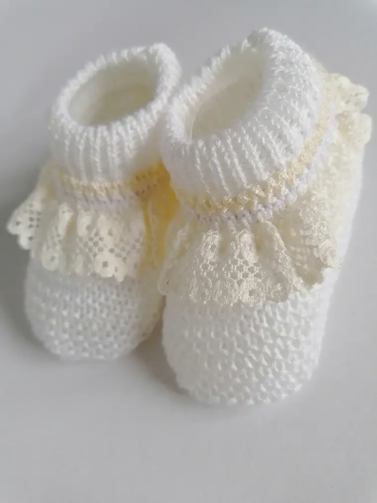 Carapins bebé em malha com renda | Botinhas recém-nascido 3