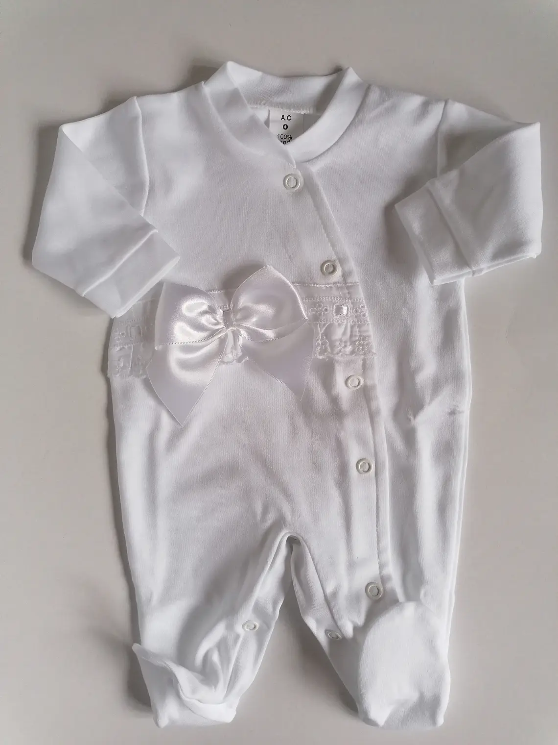 Babygrow de Algodão para Bebé com Laço Satinado 8
