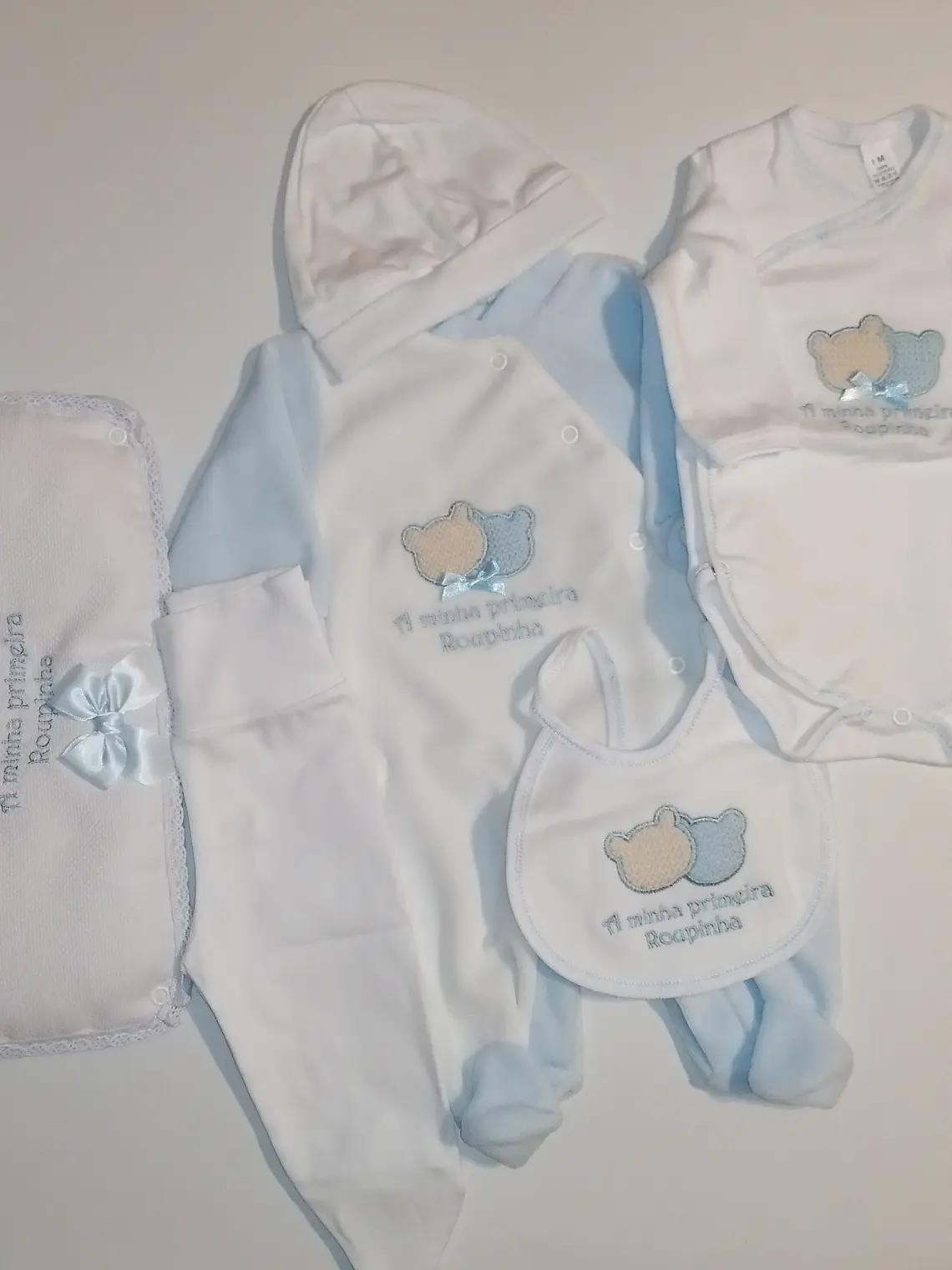 Conjunto Primeira Roupinha Veludo - Azul  1