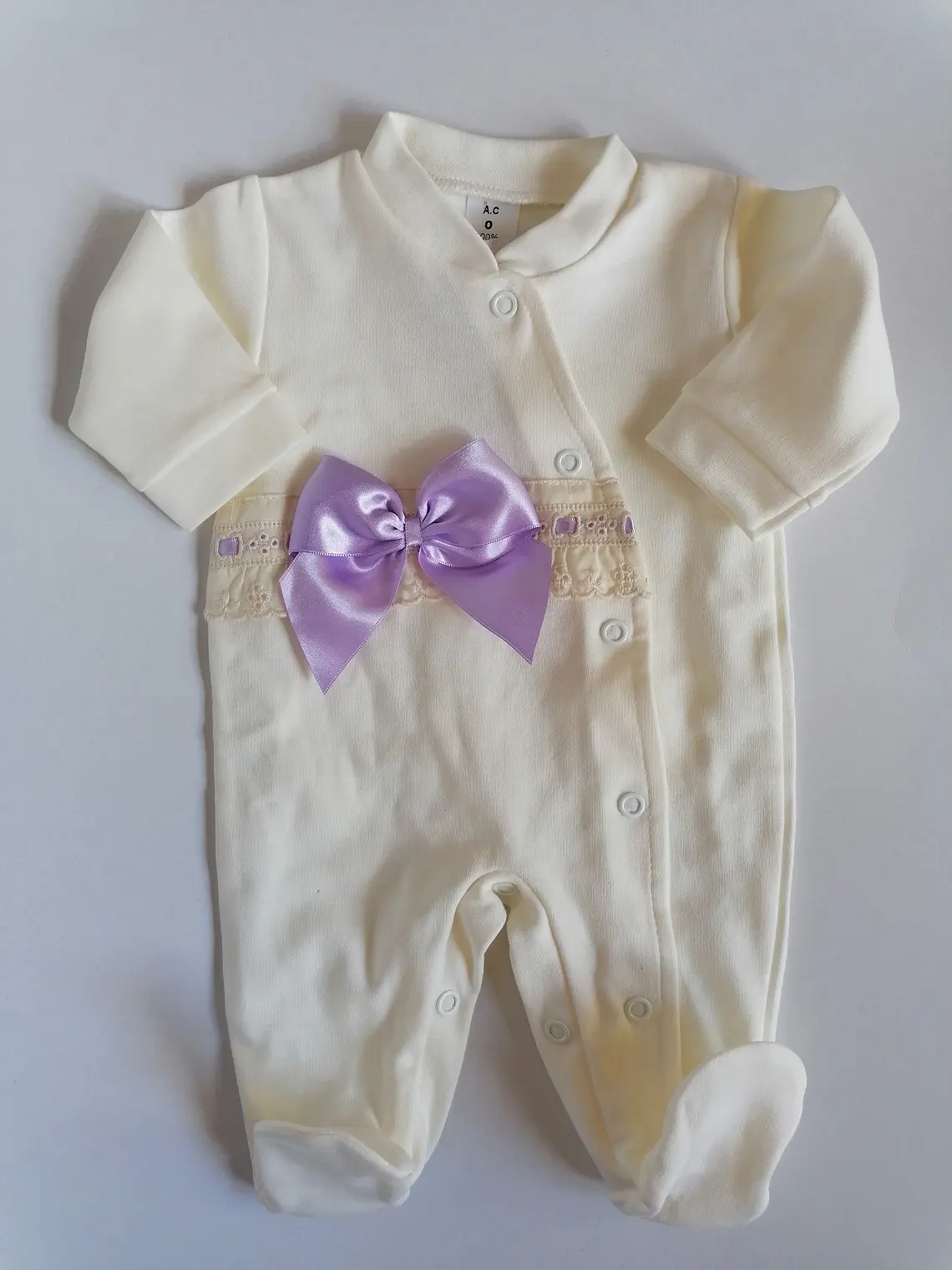 Babygrow de Algodão para Bebé com Laço Satinado 12