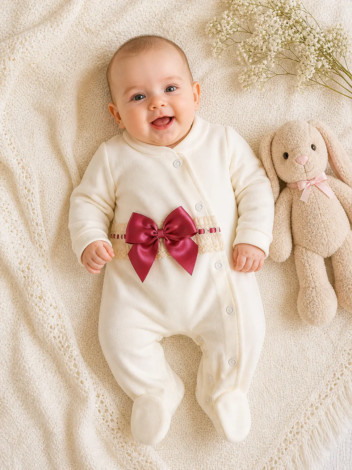 Babygrow de Algodão para Bebé com Laço Satinado 16