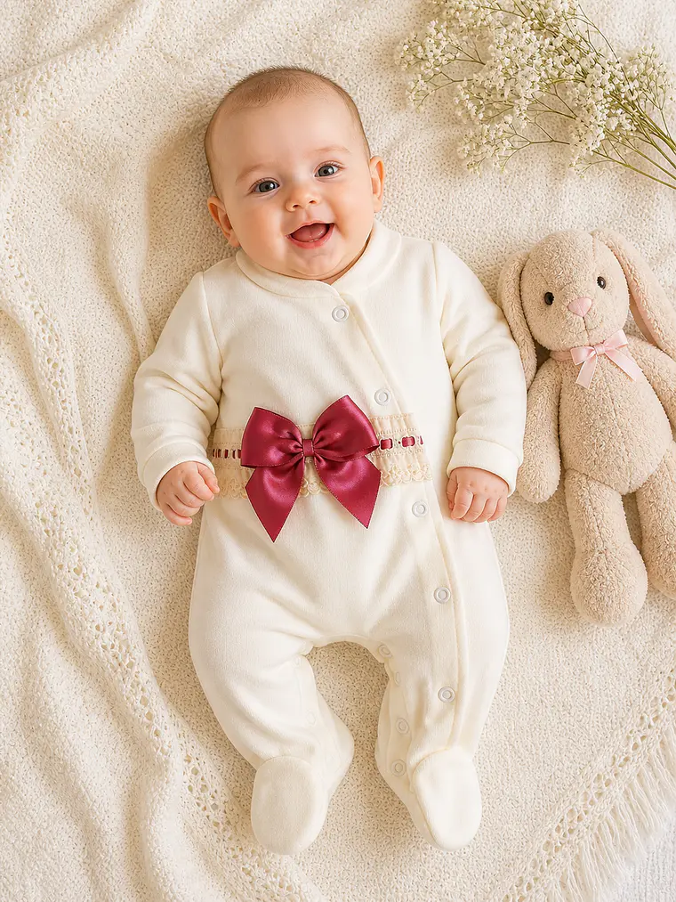 Babygrow de Algodão para Bebé com Laço Satinado 16