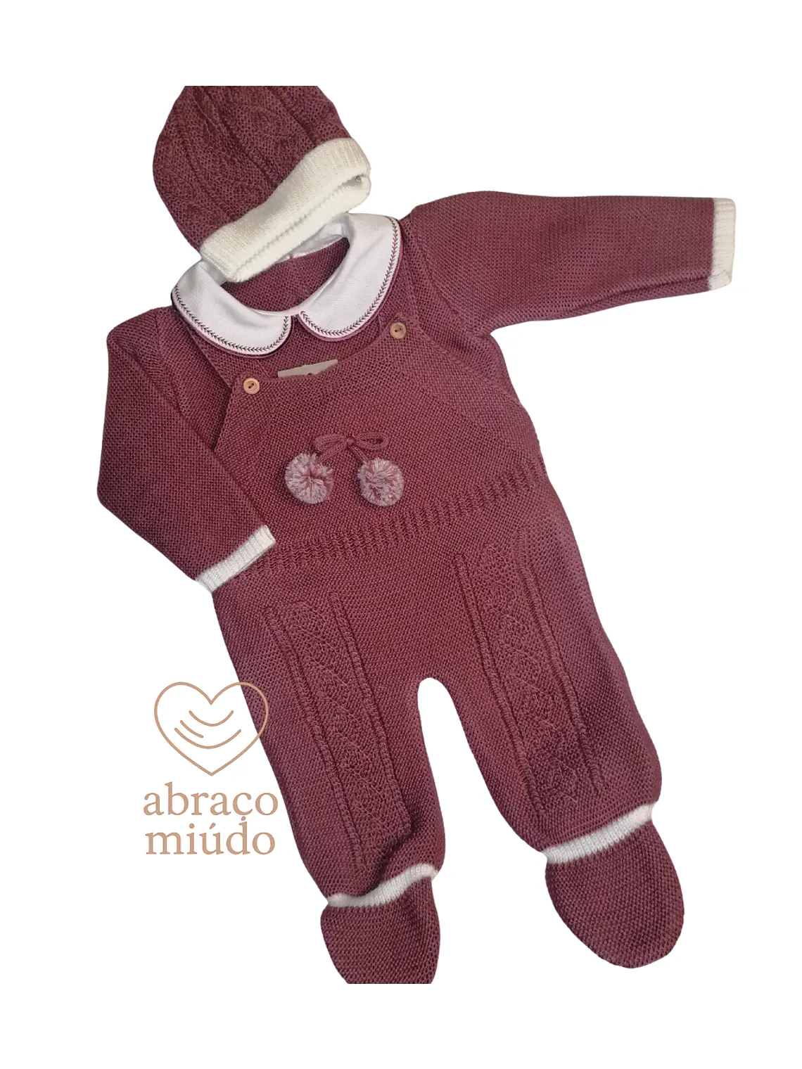 Conjunto de Jardineiras, Camisola e Gorro – Tamanho Único 2