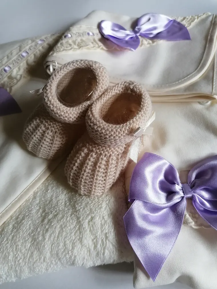 💜 Conjunto Primeiros Momentos Laço Lavanda - Algodão - 0M 2