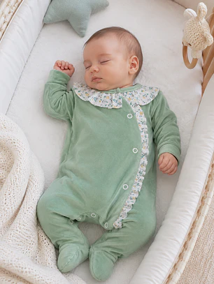 Babygrow de veludo com folho | 1M e 2M