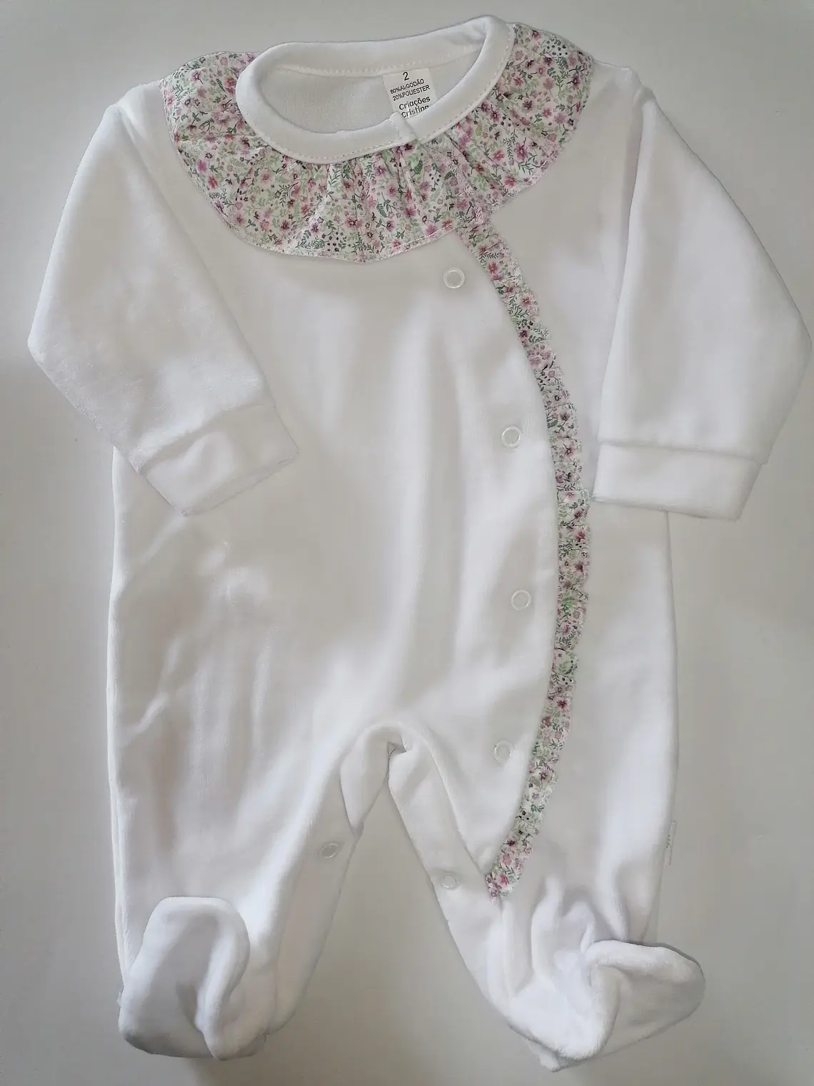 Babygrow de veludo com folho | 1M e 2M 6