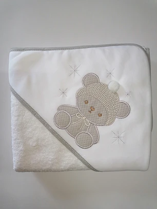 🧸🤍 Toalha de Banho Ursinho Cinza 
