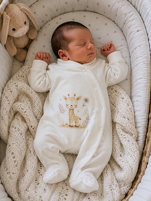 Babygrow Veludo Girafinha para Bebé