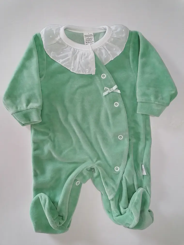 Babygrow Premium de Veludo com Gola em Plumeti 2