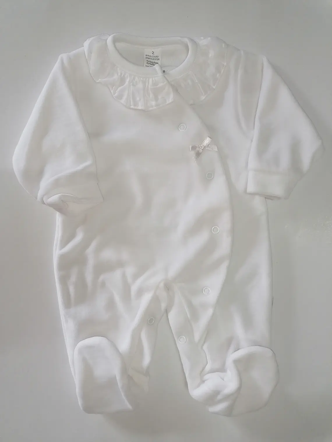 Babygrow Premium de Veludo com Gola em Plumeti 3