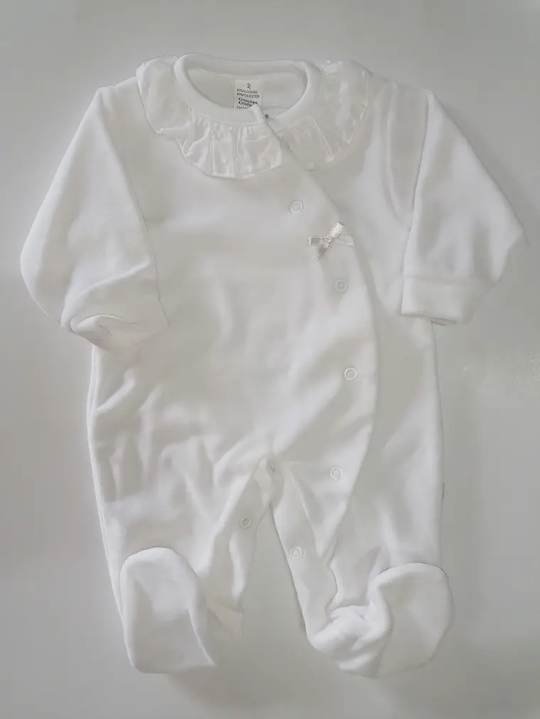 Babygrow Premium de Veludo com Gola em Plumeti 3