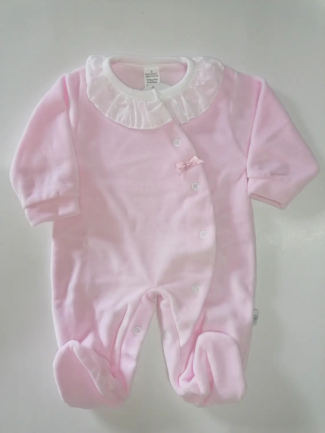 Babygrow Premium de Veludo com Gola em Plumeti 5