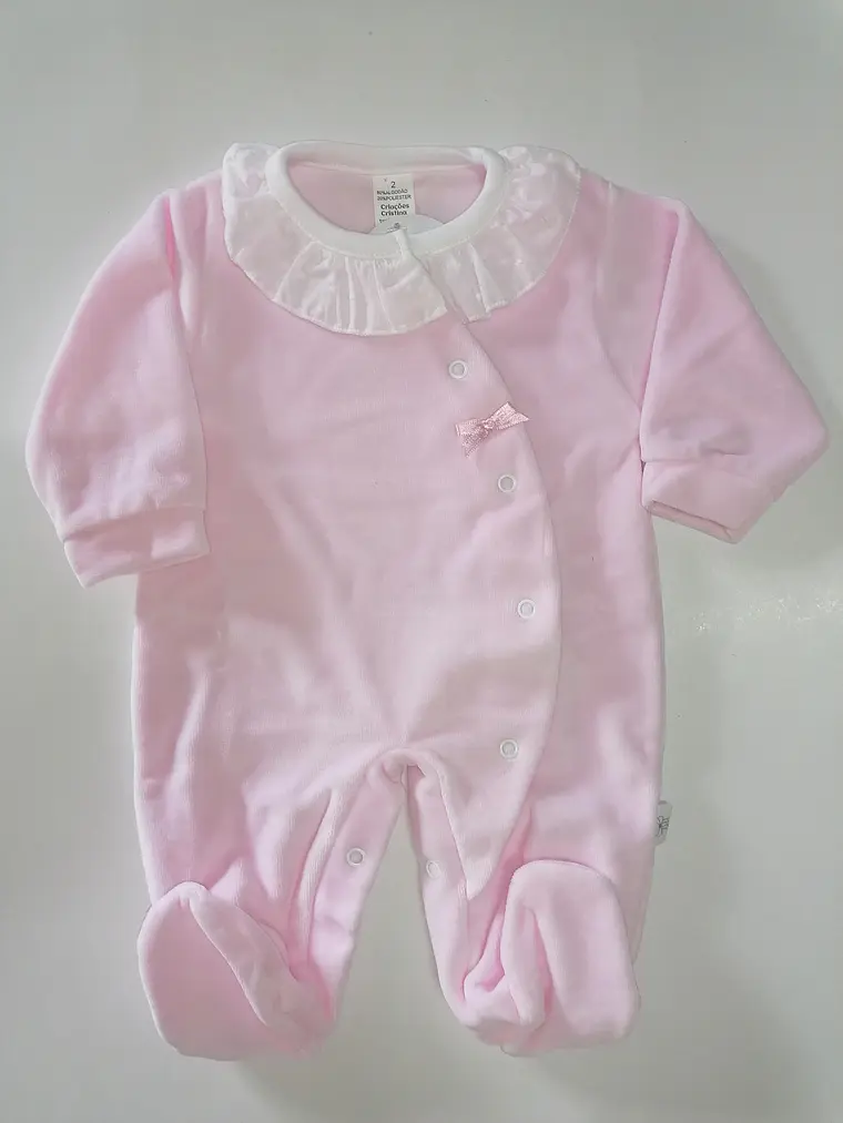 Babygrow Premium de Veludo com Gola em Plumeti 5