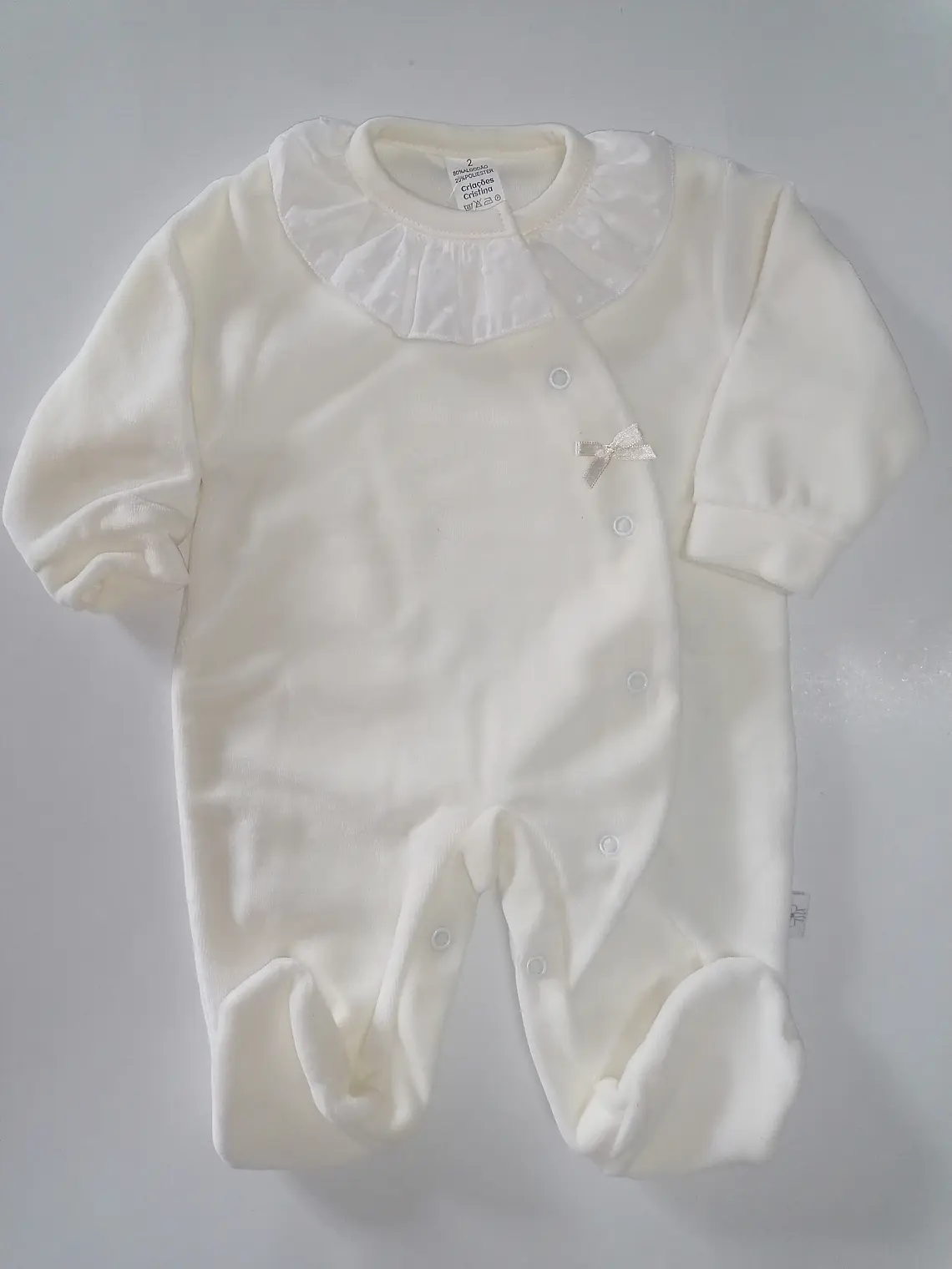 Babygrow Premium de Veludo com Gola em Plumeti 6
