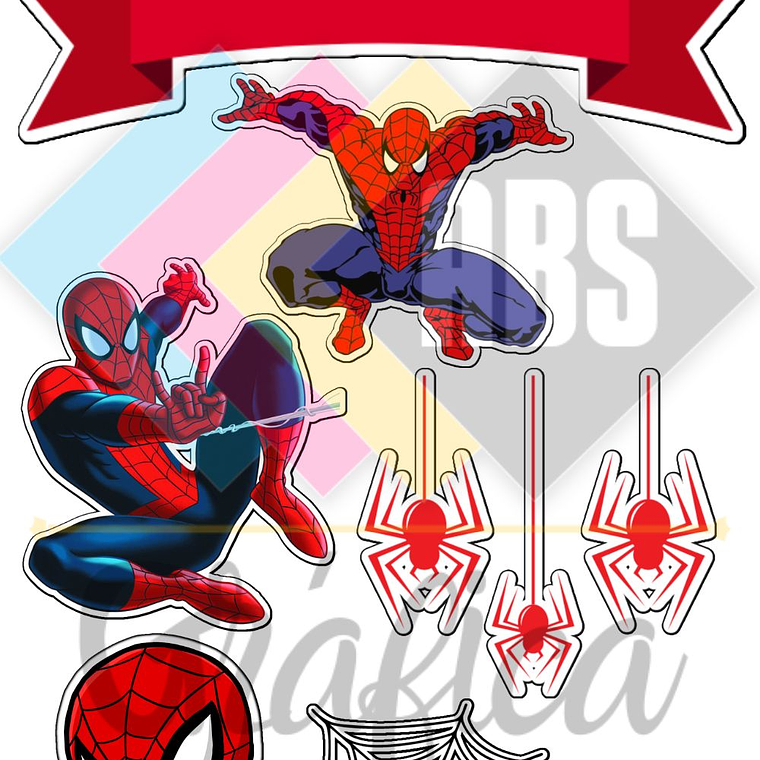 Topo de Bolo Homem Aranha Para Imprimir - DIGITAL 1