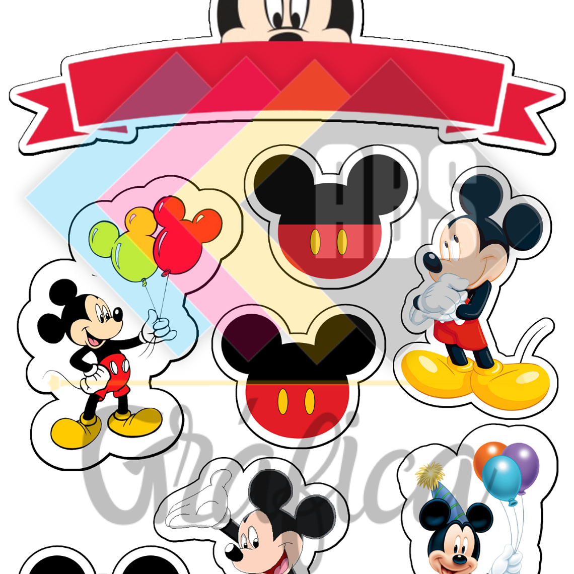 Topo de Bolo Mickey Para Imprimir - DIGITAL 1