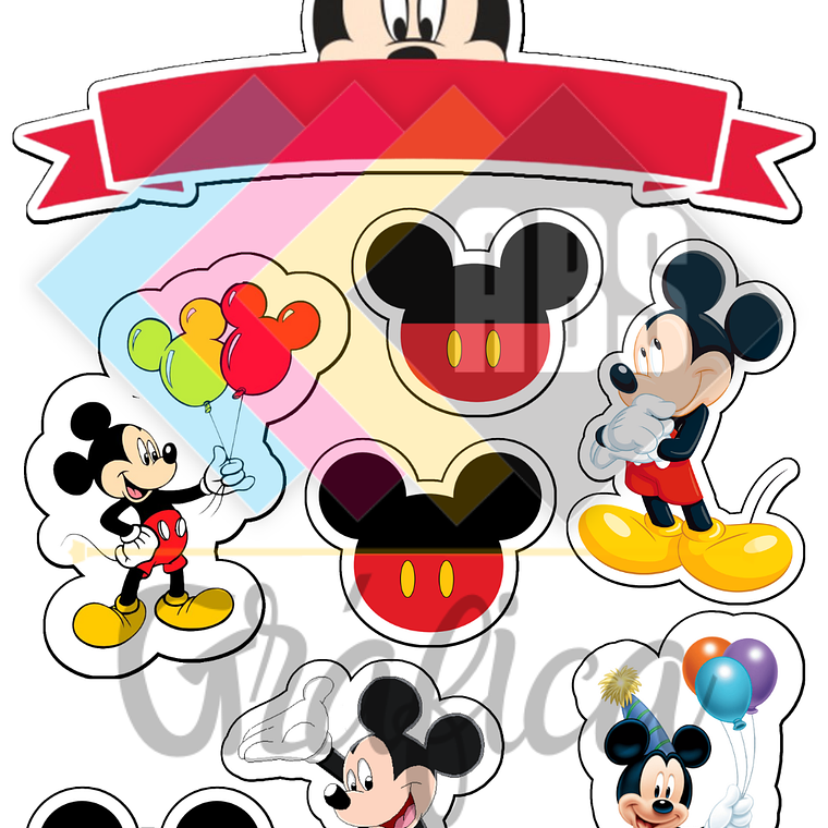 Topo de Bolo Mickey Para Imprimir - DIGITAL 1