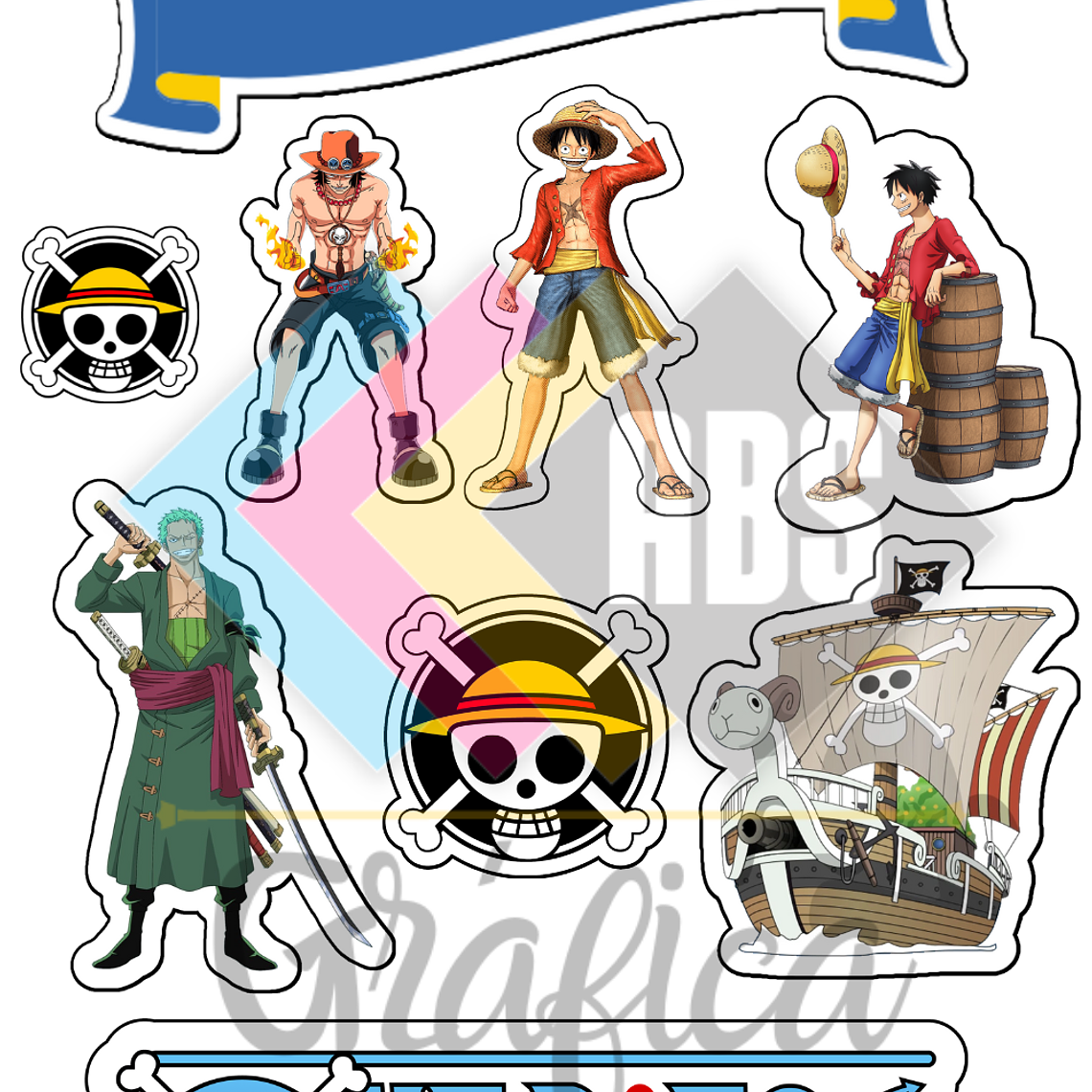 Topo de Bolo One Piece Para Imprimir - Digital 1