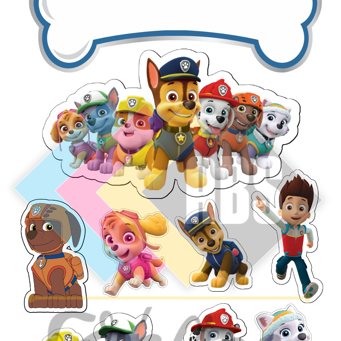 Topo de Bolo Patrulha Canina Para Imprimir - DIGITAL 1
