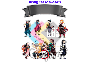 Topo de Bolo Demon Slayer Para Imprimir - DIGITAL