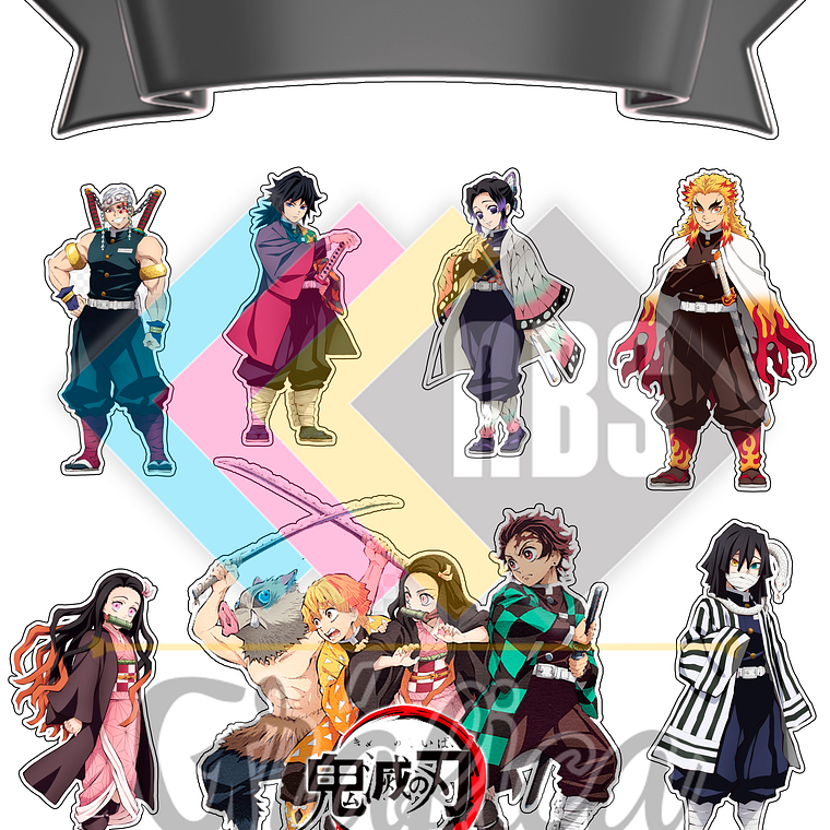 Topo de Bolo Demon Slayer Para Imprimir - DIGITAL 1