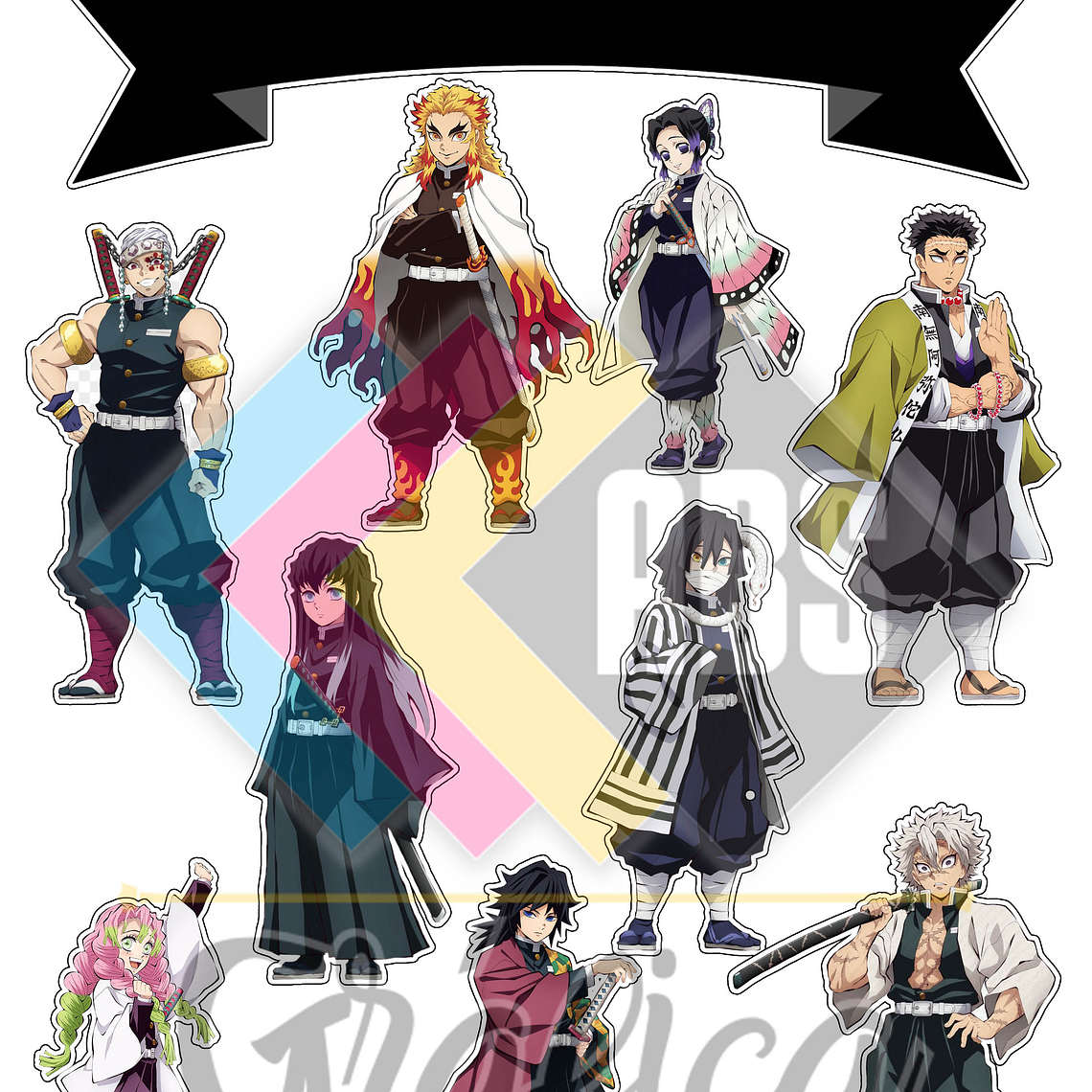 Topo de Bolo Hashiras Demon Slayer Para Imprimir - DIGITAL 1