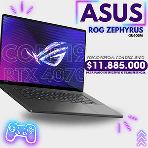 SUS ROG ZEPHYRUS GU605MI-QR049W  - GEFORCE RTX 4070 8GB - NO DVD - WIN 11 - GRAY