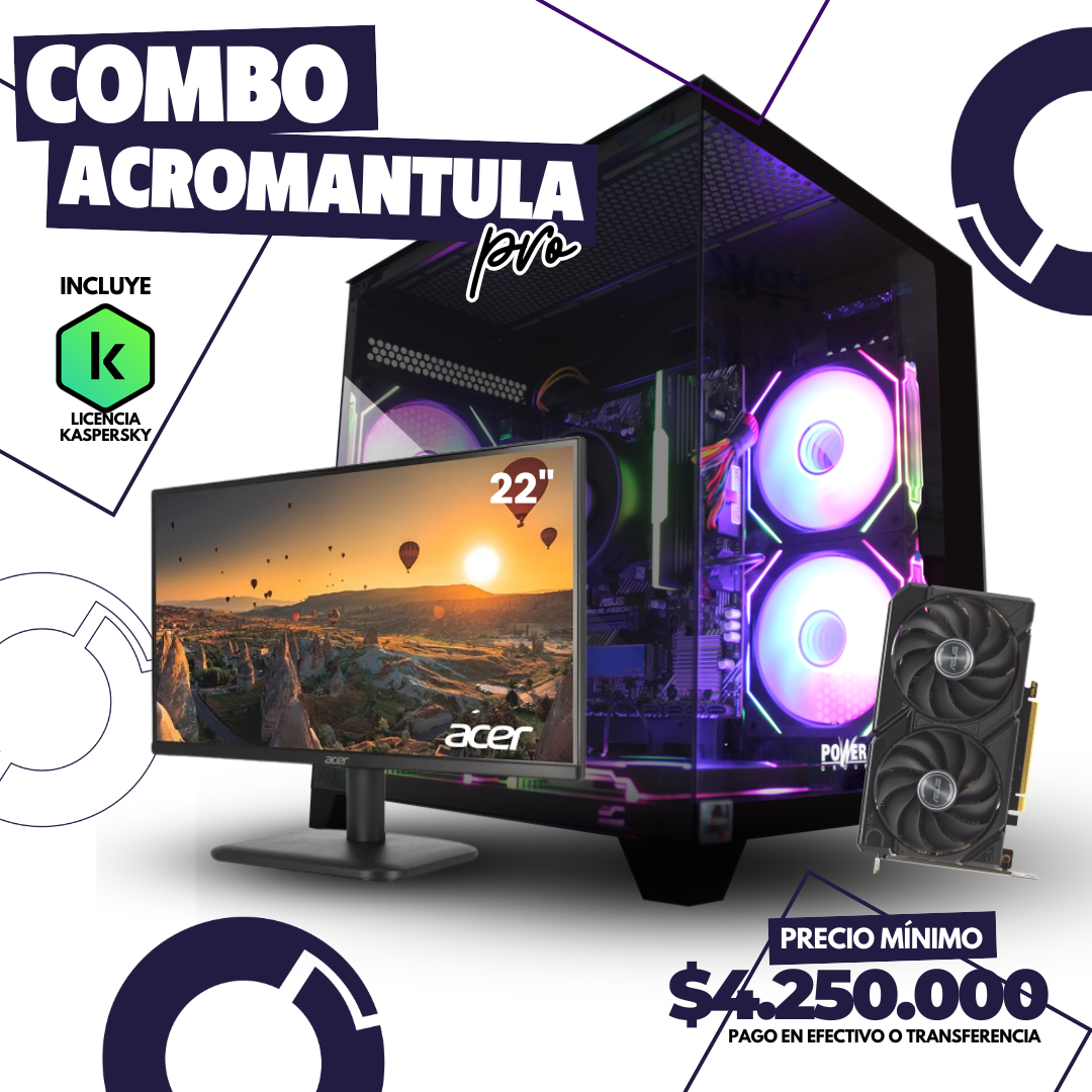 Combo Acromantula Pro - Ryzen 7 5700x + RADEON 9060XT DUAL 1