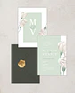 Pack Convite de Casamento - Rosas Verde e Branco - A5 - Thumbnail 1