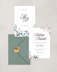 Pack Convite de Casamento - Floral Verde e Rosa - A5 - Thumbnail 1