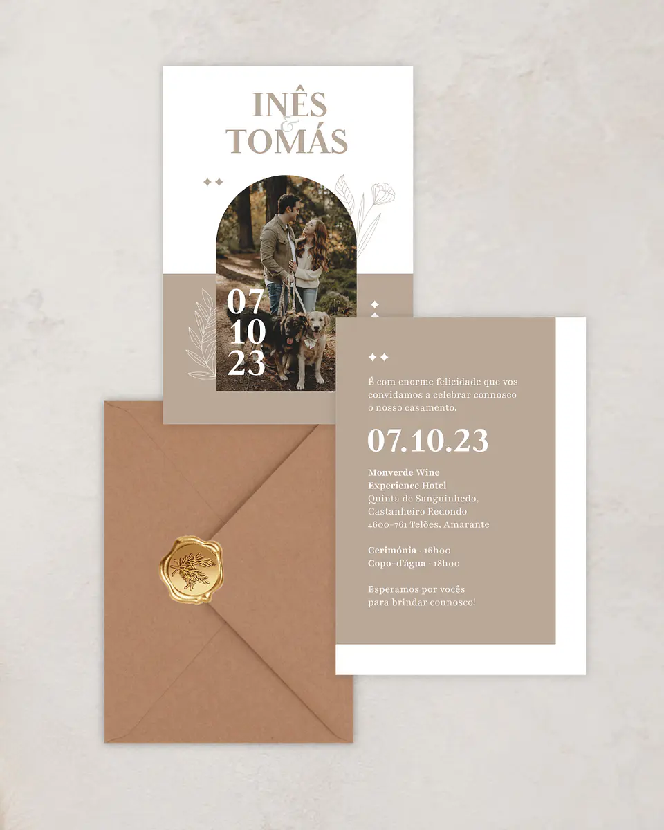Pack Convite de Casamento - Moderno Castanho - A5 1
