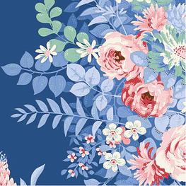 Tecido Something Blue Whimsy Flower Night