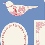 Tecido Something Blue Labels & Ornaments Blue