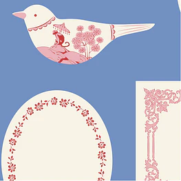Tecido Something Blue Labels & Ornaments Blue