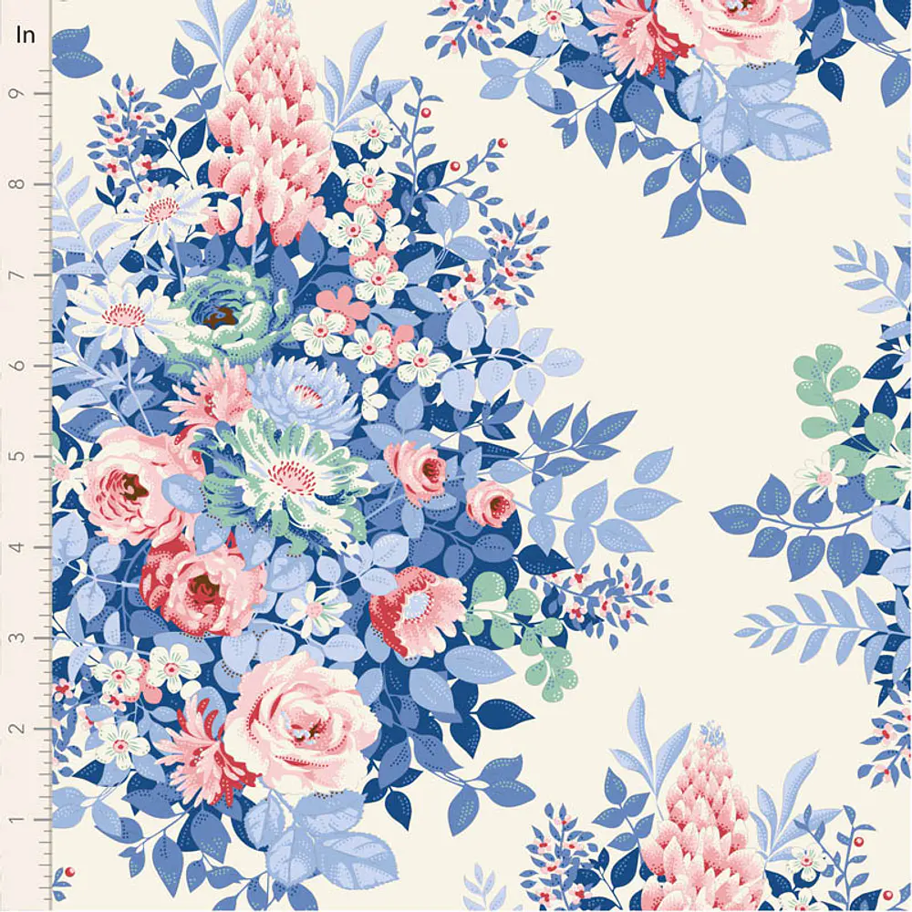 Tecido Something Blue Whimsy Flower Cream