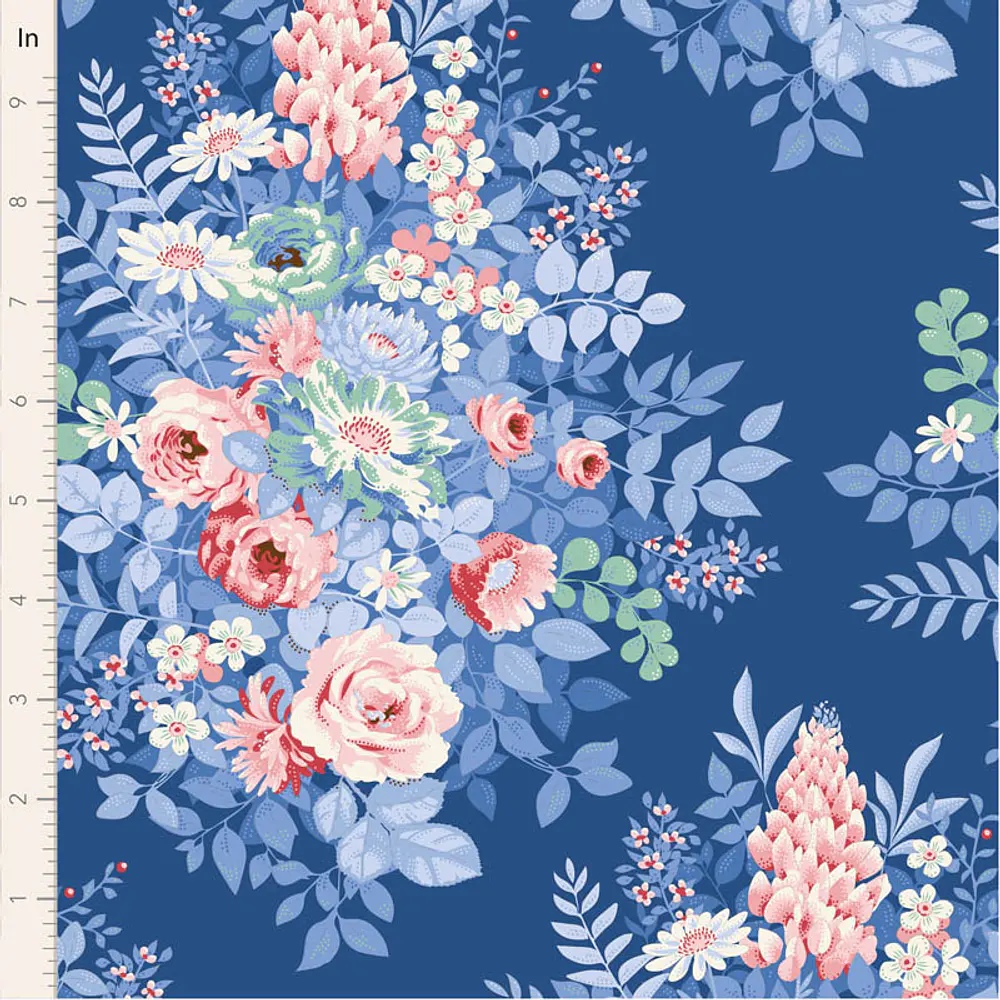 Tecido Something Blue Whimsy Flower Night