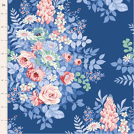 Tecido Something Blue Whimsy Flower Night
