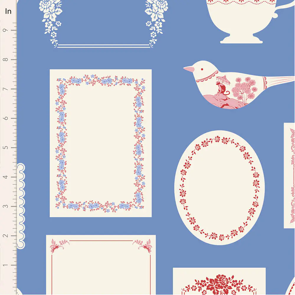 Tecido Something Blue Labels & Ornaments Blue