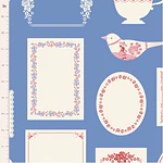 Tecido Something Blue Labels & Ornaments Blue