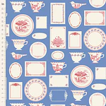 Tecido Something Blue Labels & Ornaments Blue
