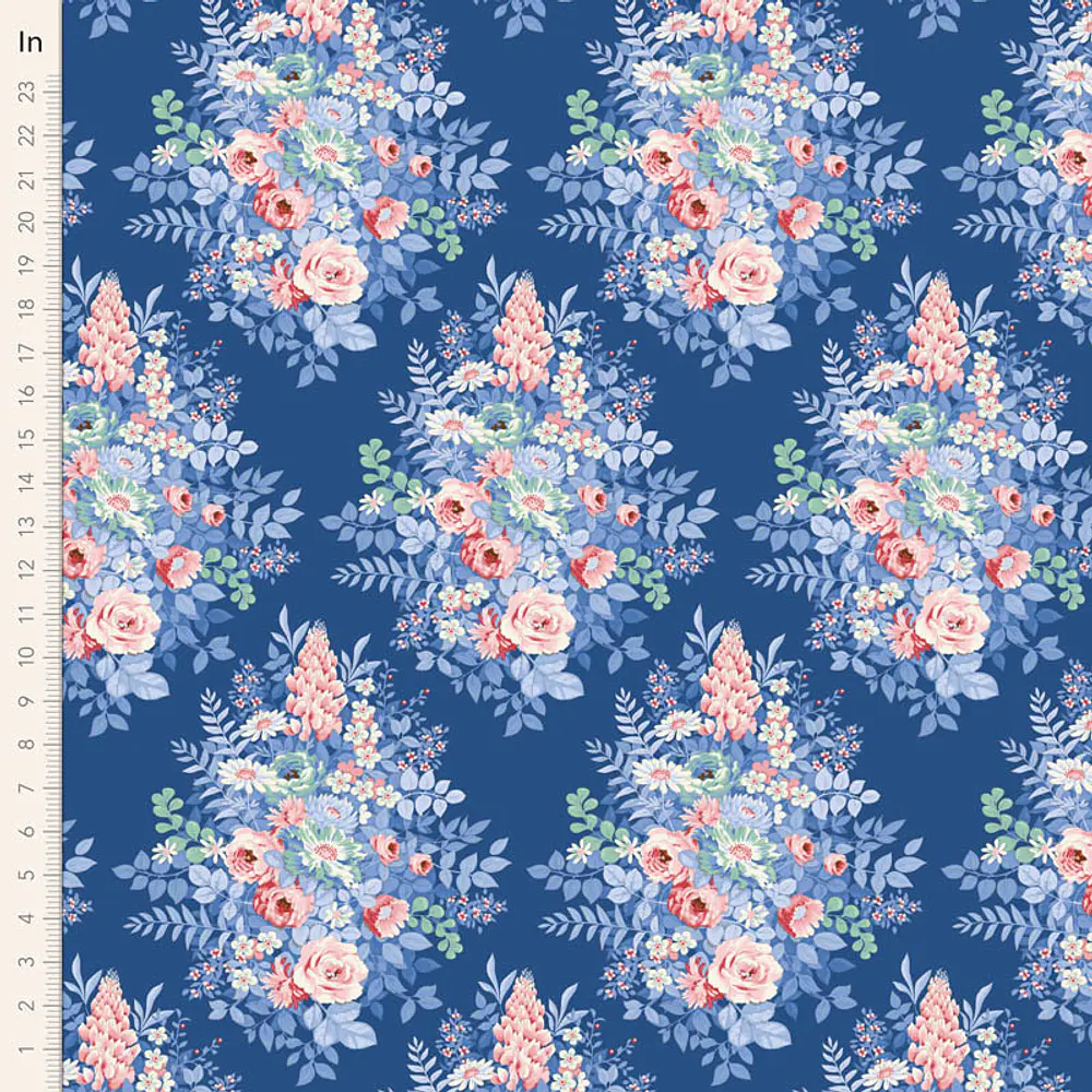 Tecido Something Blue Whimsy Flower Night