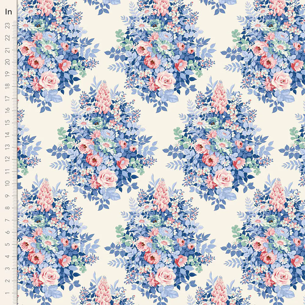 Tecido Something Blue Whimsy Flower Cream