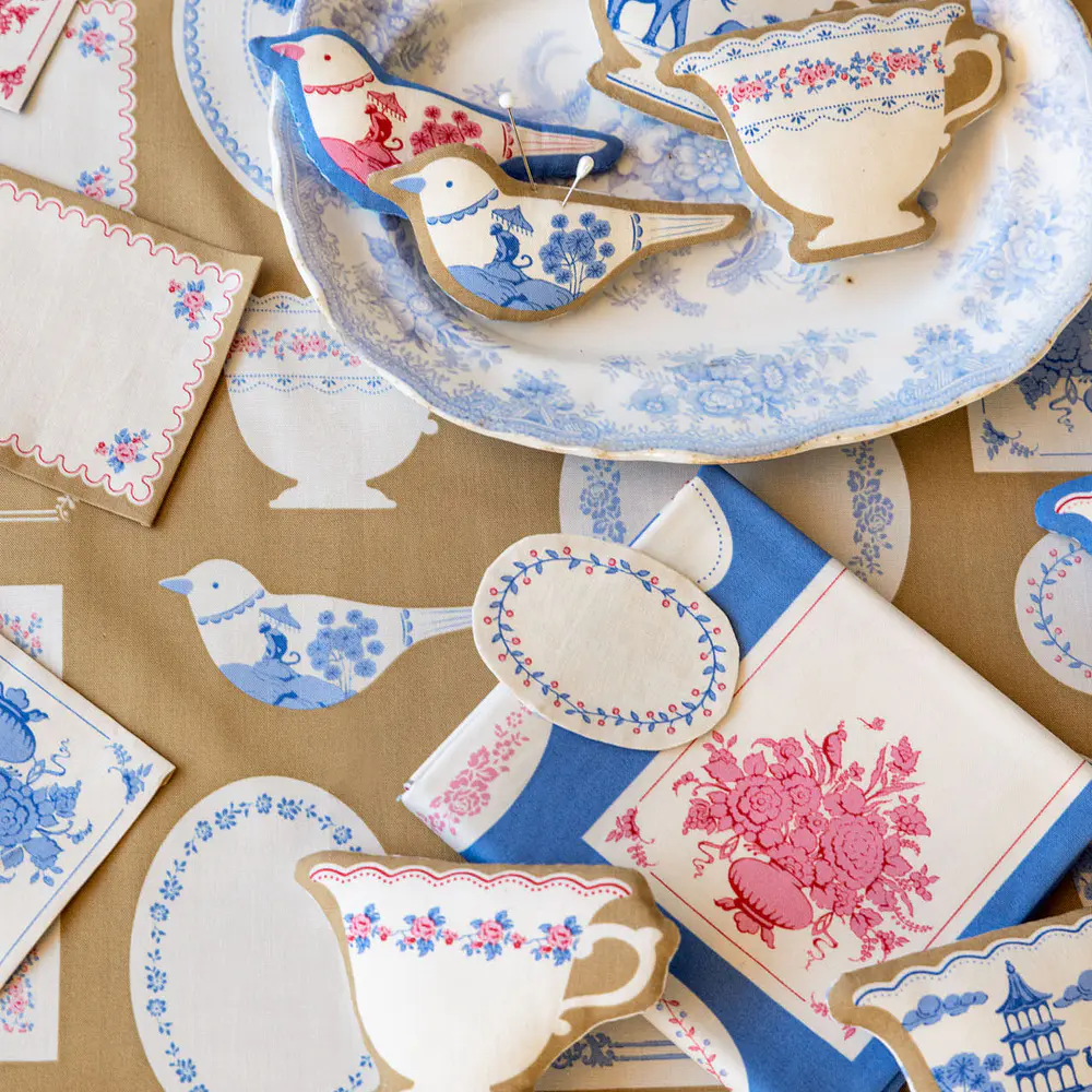 Tecido Something Blue Labels & Ornaments Blue