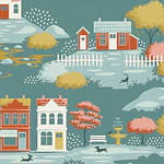 Tecido Village Life Village Teal