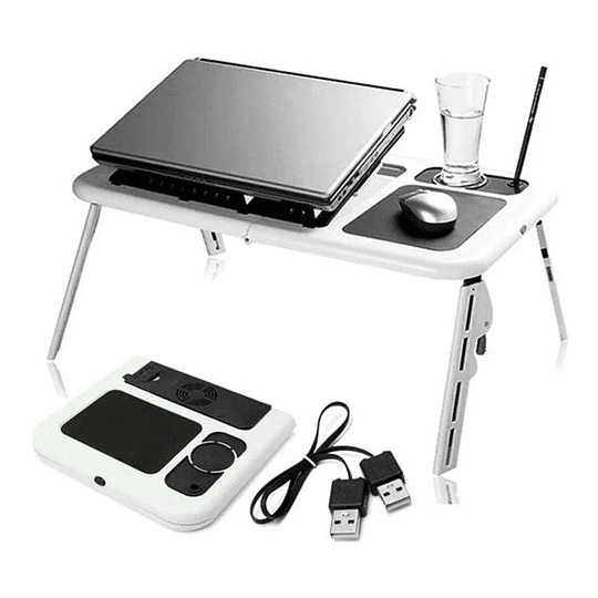 Mesa De Ordenador Escritorio Para Cama Laptop Plegable Portatil Con  Ventilador 
