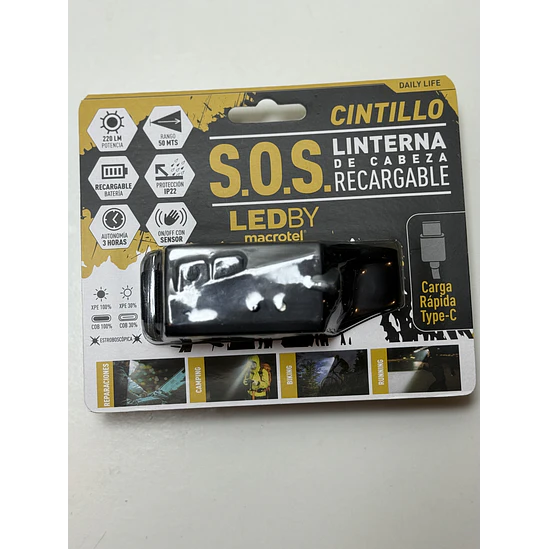 Linterna Frontal  Recargable Led  220 Lúmenes CARGA RAPIDA 4